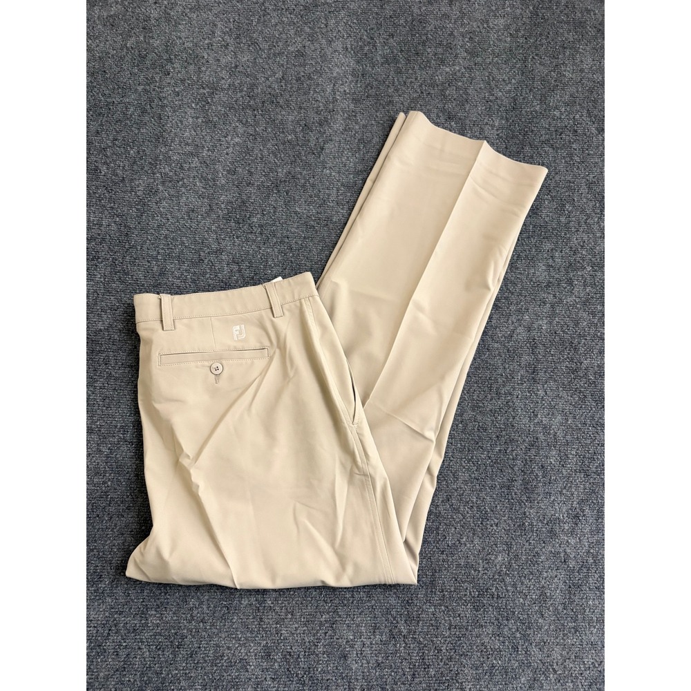 FootJoy Mens Golf Pants Khaki Tan Performance Stretch Flat Front Size 38x32